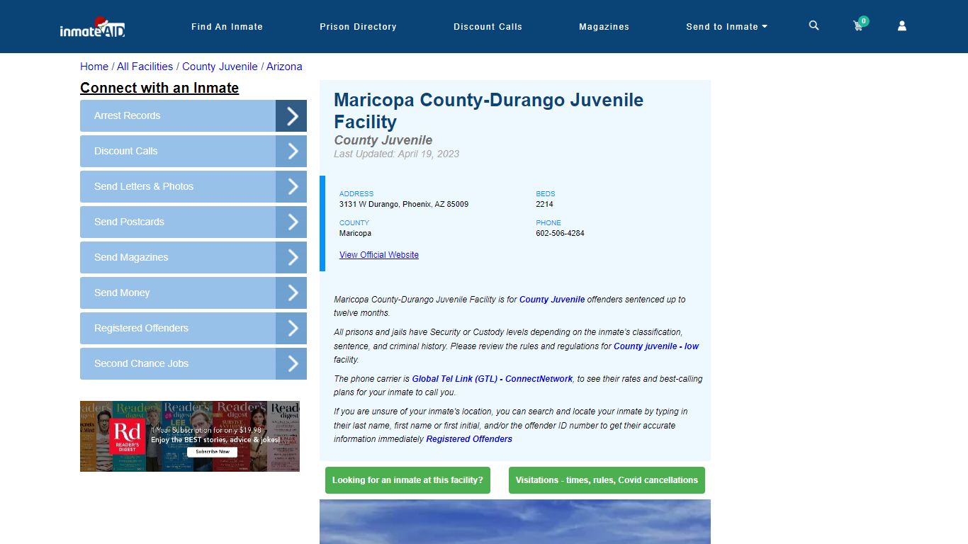 Maricopa County-Durango Juvenile Facility - Phoenix, AZ - InmateAid